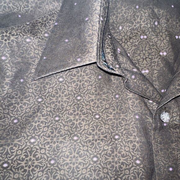 Ted Baker London Long Sleeve Button Shirt Slim Fit Sz XL 5 Brown Pink Polka‎ Dot - Picture 7 of 7